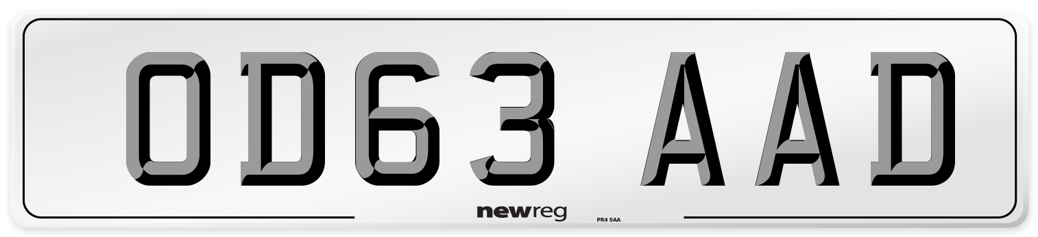 OD63 AAD Number Plate from New Reg